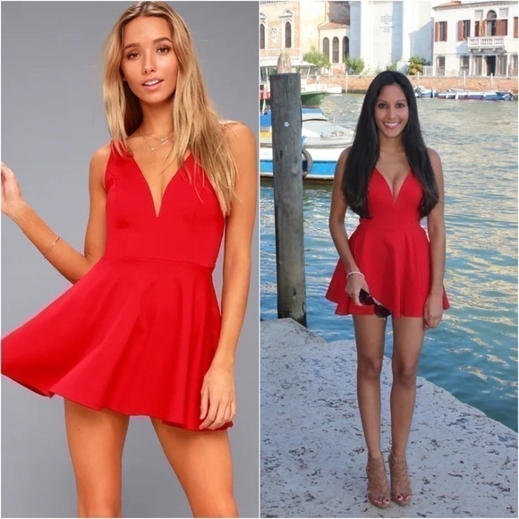 Lulu’s Deep V Formal/Casual Skort Mini Dress for Birthday/Formal/Graduation - Picture 1 of 14